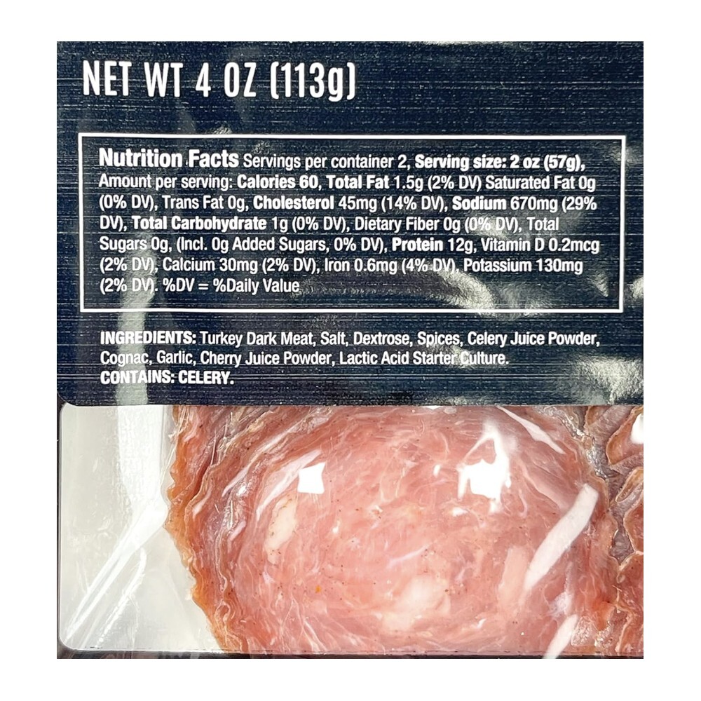 Uncured Sliced Turkey Dry Salami PACK3 Салями Alef 3.99 oz x 3
