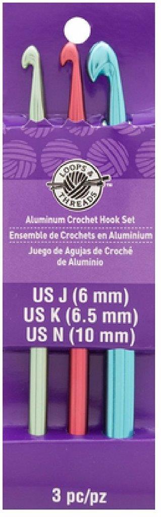 181081 Loops & Threads Anodized Aluminum Crochet Hooks Set/ J, K, N