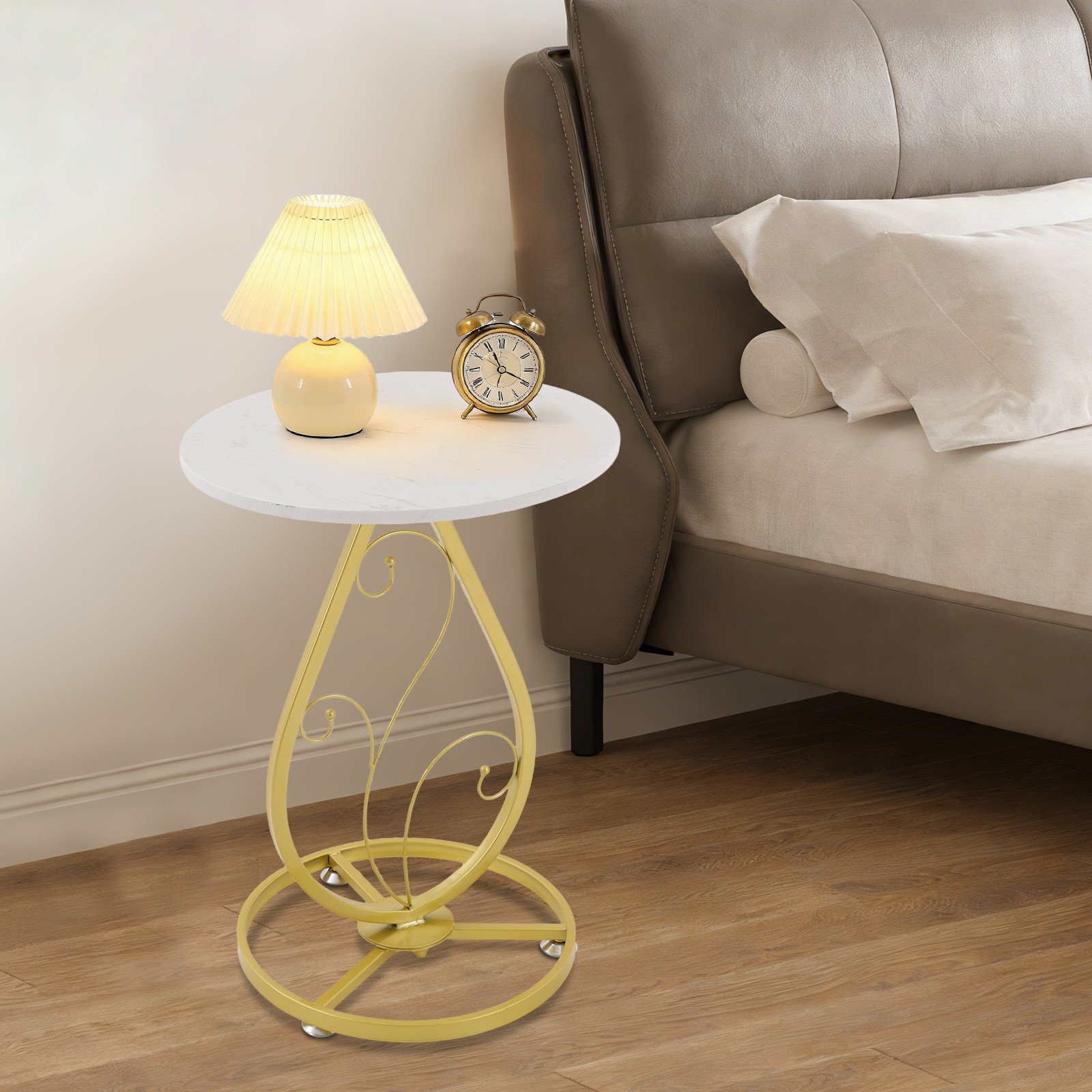 Round Side Table, Modern Decor Bedside Table, Coffee Table for Living Room