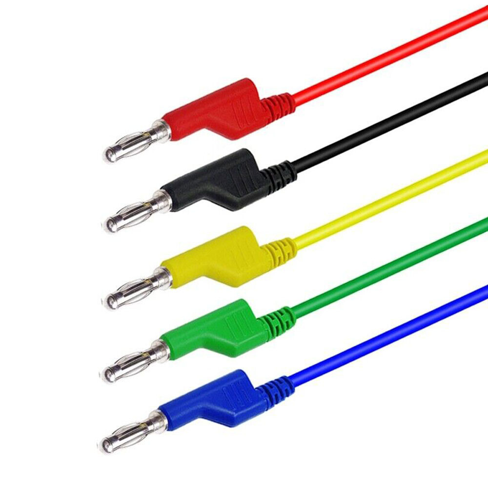 5PC 4mm Stackable Banana Plug To Test Hook Clip Test Leads Mini Grabber Cable