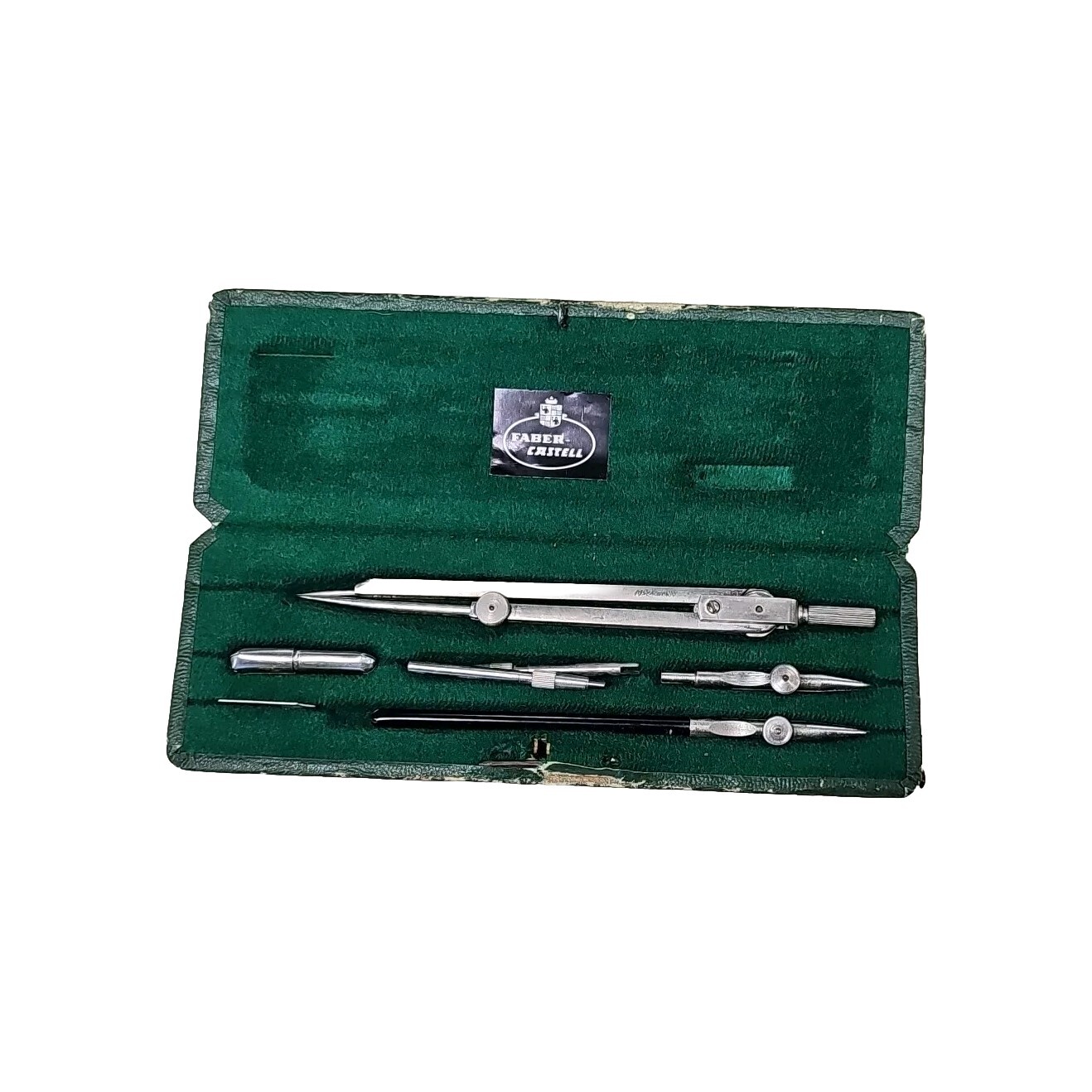 Vtg 1950s Drafting Set Faber-Castell 71/39 w/ Case Drawing Instrument Compass