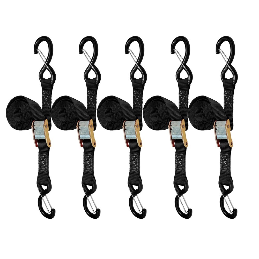5PK 1"x6' Motorcycle Handlebar Cam Buckle Tie Down Straps Dirt Bike Straps Black