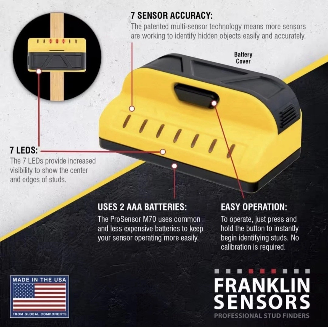 Franklin Sensor ProSensor M70 Full Width Center and Edge Stud Finder- Tested