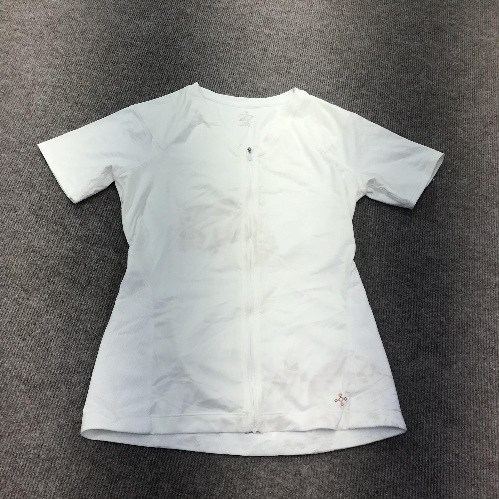 Tommie Copper Womens XL Back Support Compression Shirt White Zip Top Tee
