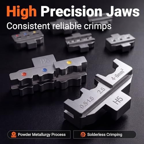 Adjustable Ratchet Crimping Tool Kit with 6 Jaws, 361pcs Terminals & Case - Elec