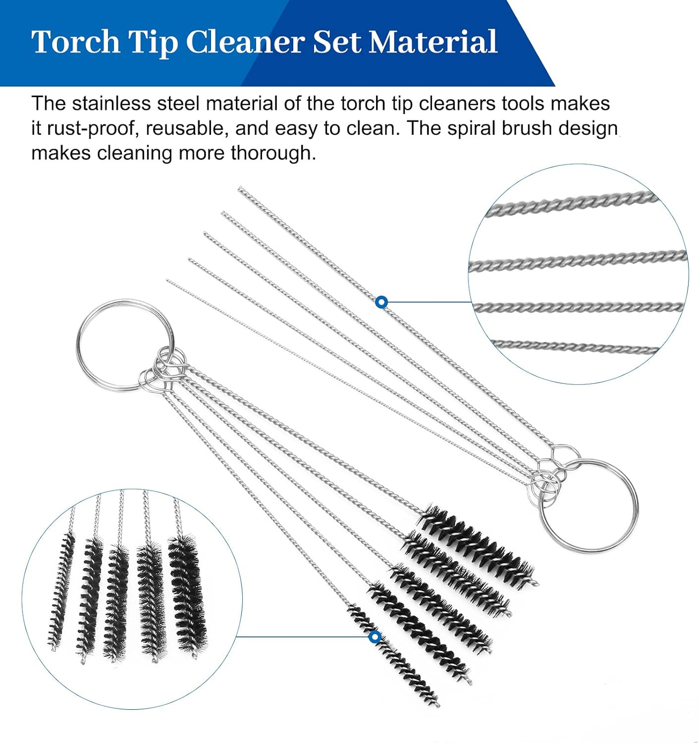 4 PCS Torch Tip Cleaner Set, 5 Cleaning Brushes and 1 Scraping Needle