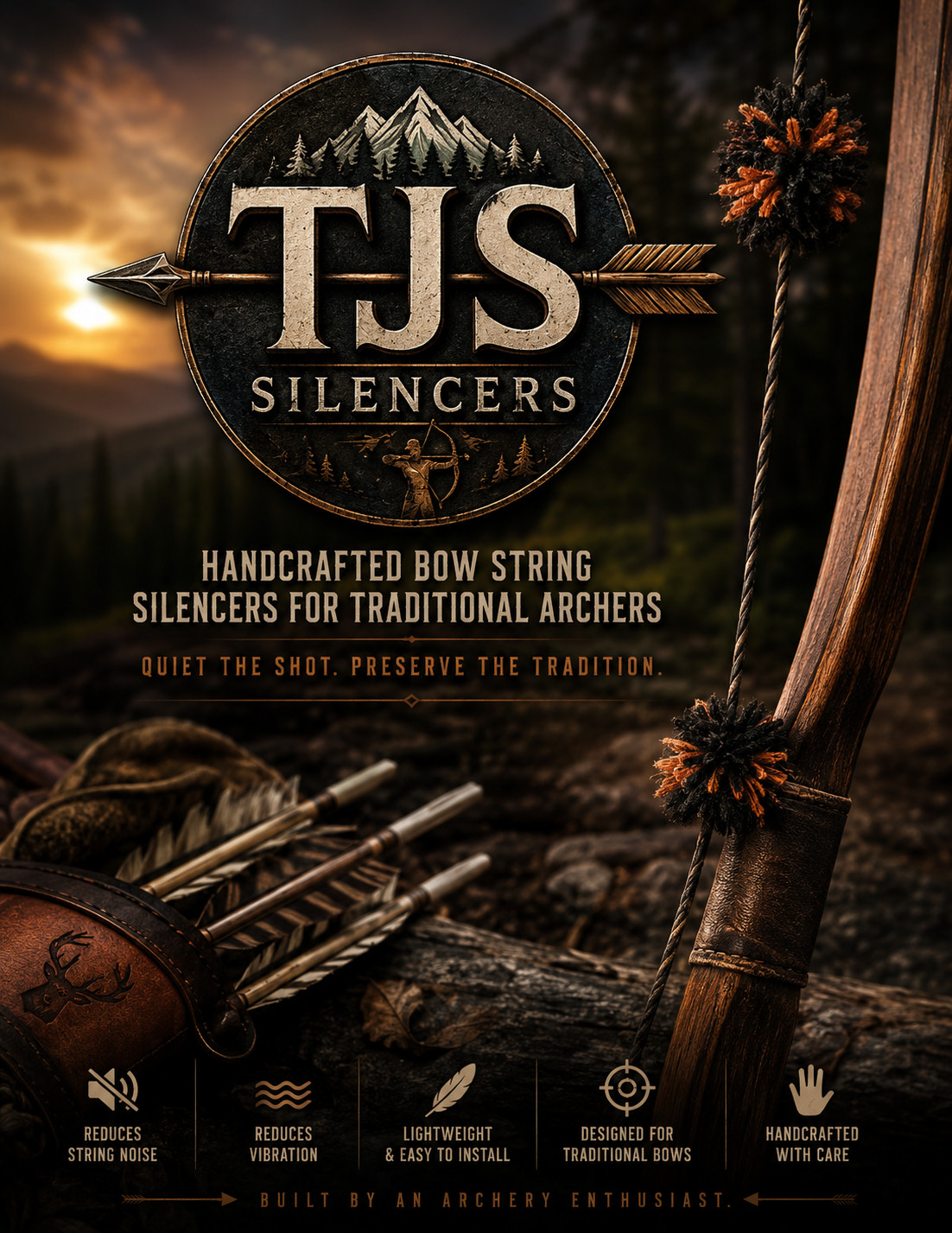 Recurve Silencers Pair)- Made w/100% Wool & Acrylic.  New Look-Same Quality