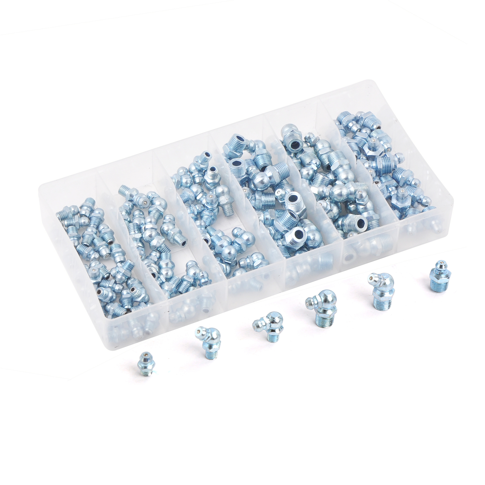 110/220pc Metric / SAE Hydraulic Lubrication Grease Zerk Fittings Assortment Set