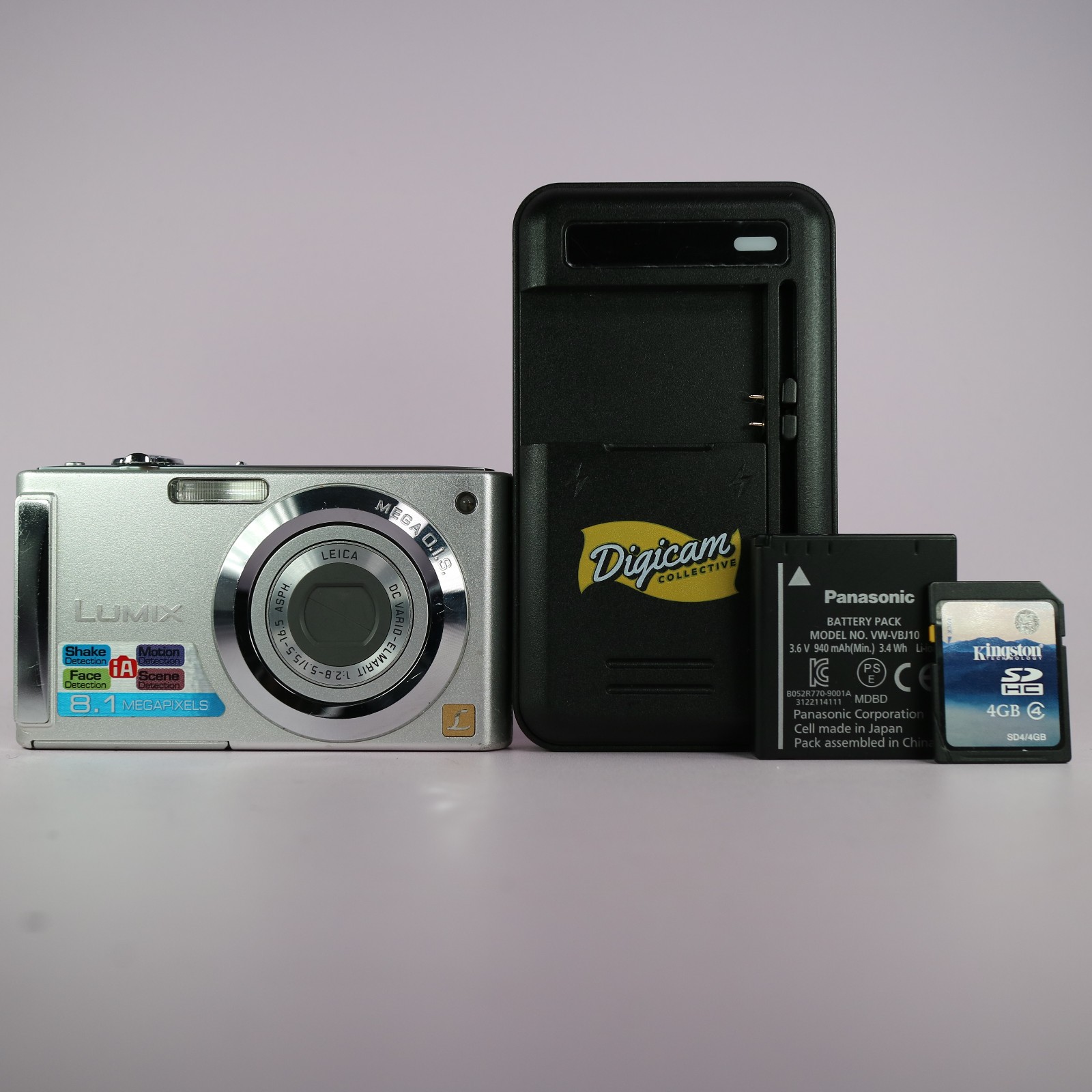Panasonic Digital Camera Lumix DMC-FS3 8.1MP Silver Tested Full Working Set