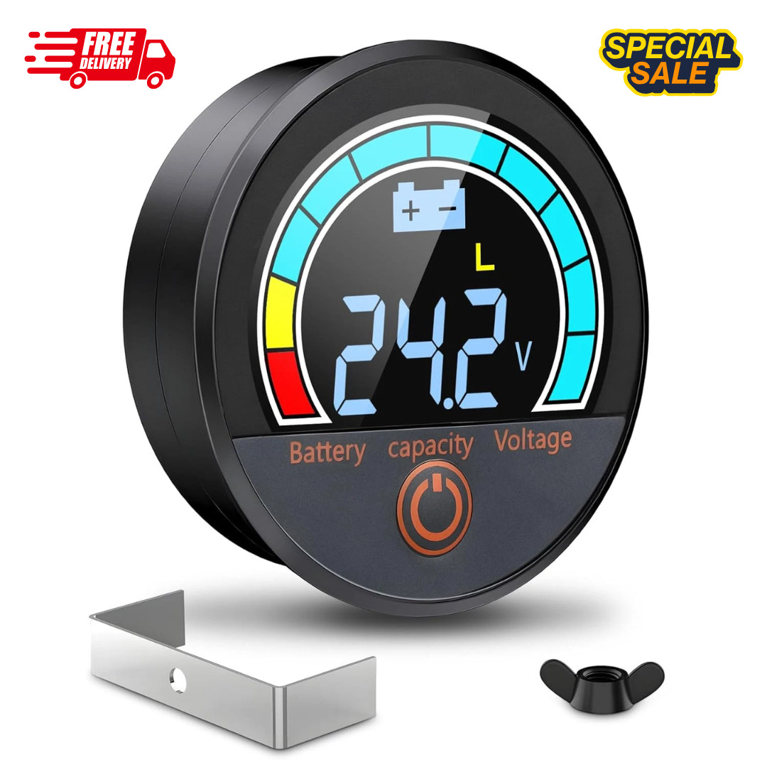Battery Capacity Voltage Meter, 12V 24V 48V 60V 84V IP68 Waterproof LCD Battery