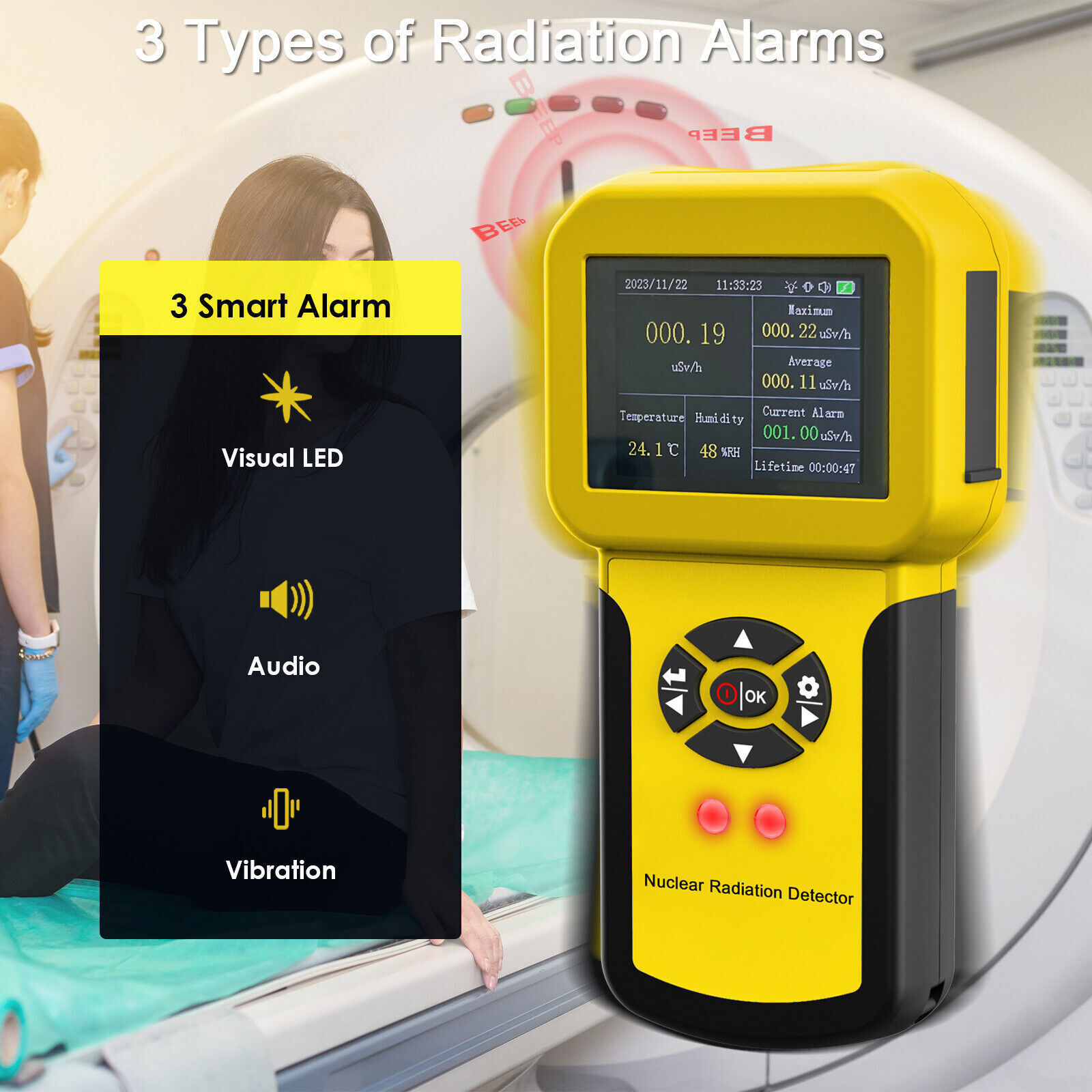 Digital LCD Electromagnetic Radiation Detector GM Meter β γ X-Ray Dosimeter Test