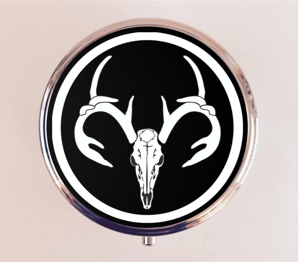 Deer Skull Pill Box Case Pillbox Holder Trinket Antlers