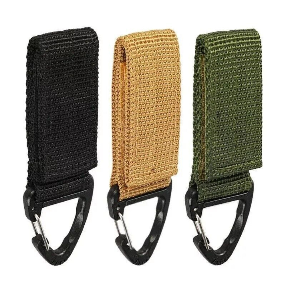Tactical Molle Nylon Belt KeyRing Chain Gear Holder Carabiner Hanger Buckle Hook
