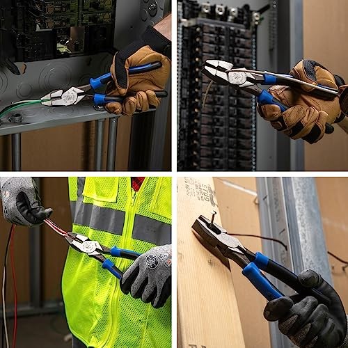 Klein Tools J20008 Pliers, 8-Inch Side Cutters, High Leverage Lineman's Pliers