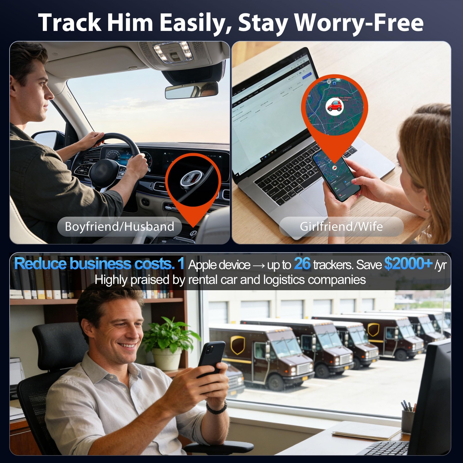Car GPS Tracker & Charger with Built-in Rechargeable Battery, GPS Tracker for...