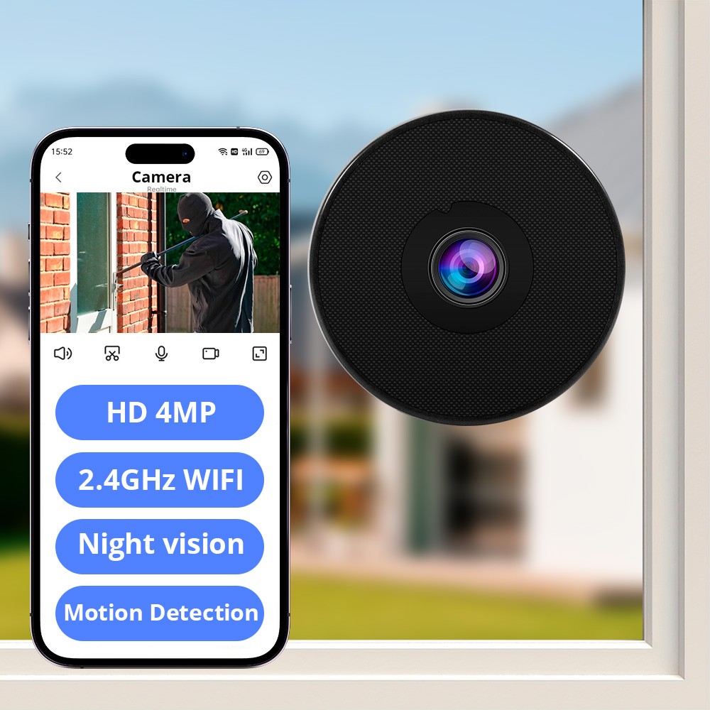 2.4G WIFI 4MP Window Camera Indoor for Home Security Easy&Quick Install 2.5K