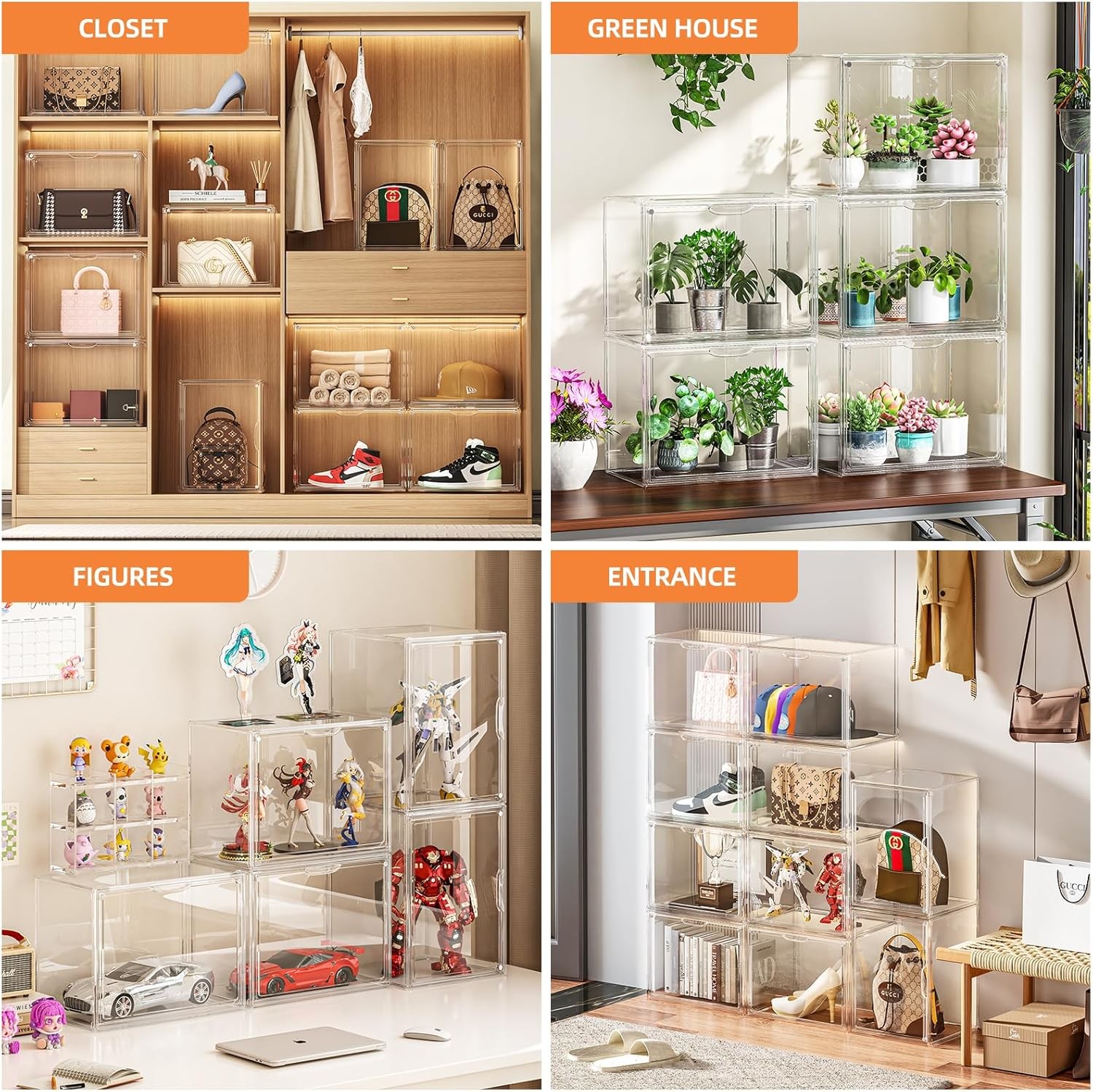 Clear Acrylic Display Case, Extra Large Stackable 1 Pack, XX Large-Clear