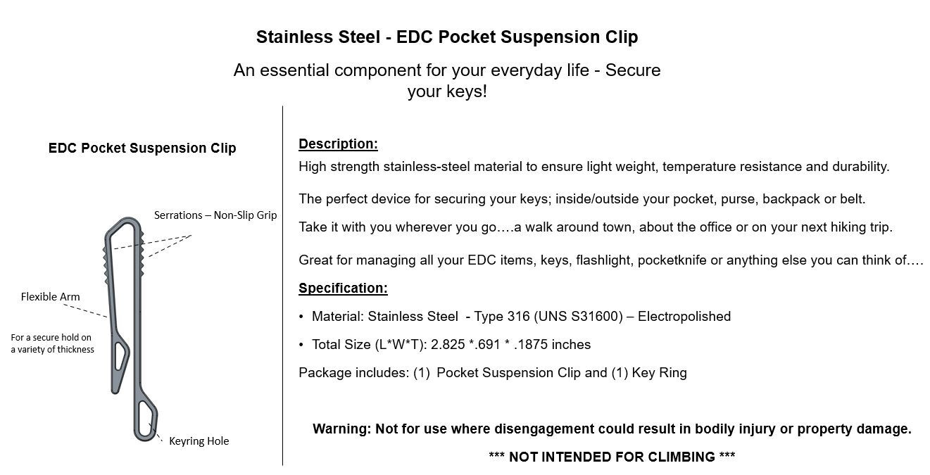 Stainless Steel - EDC Pocket Suspension Clip