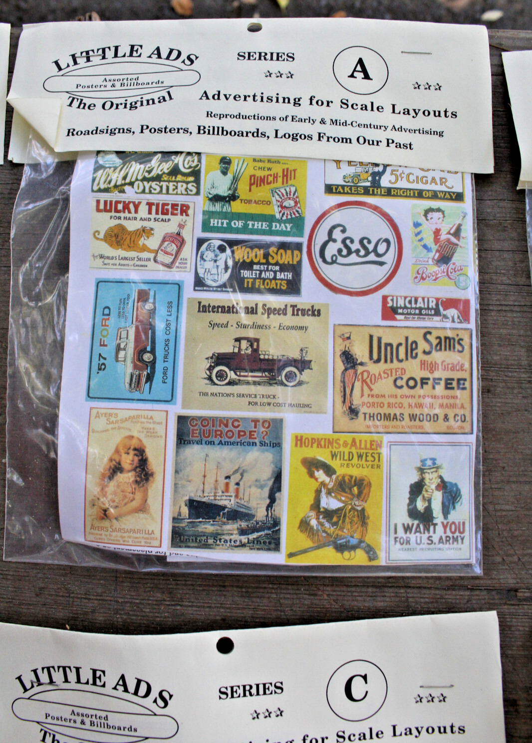 9 Packs of Vintage Little Ads Posters & Billboards for O Scale