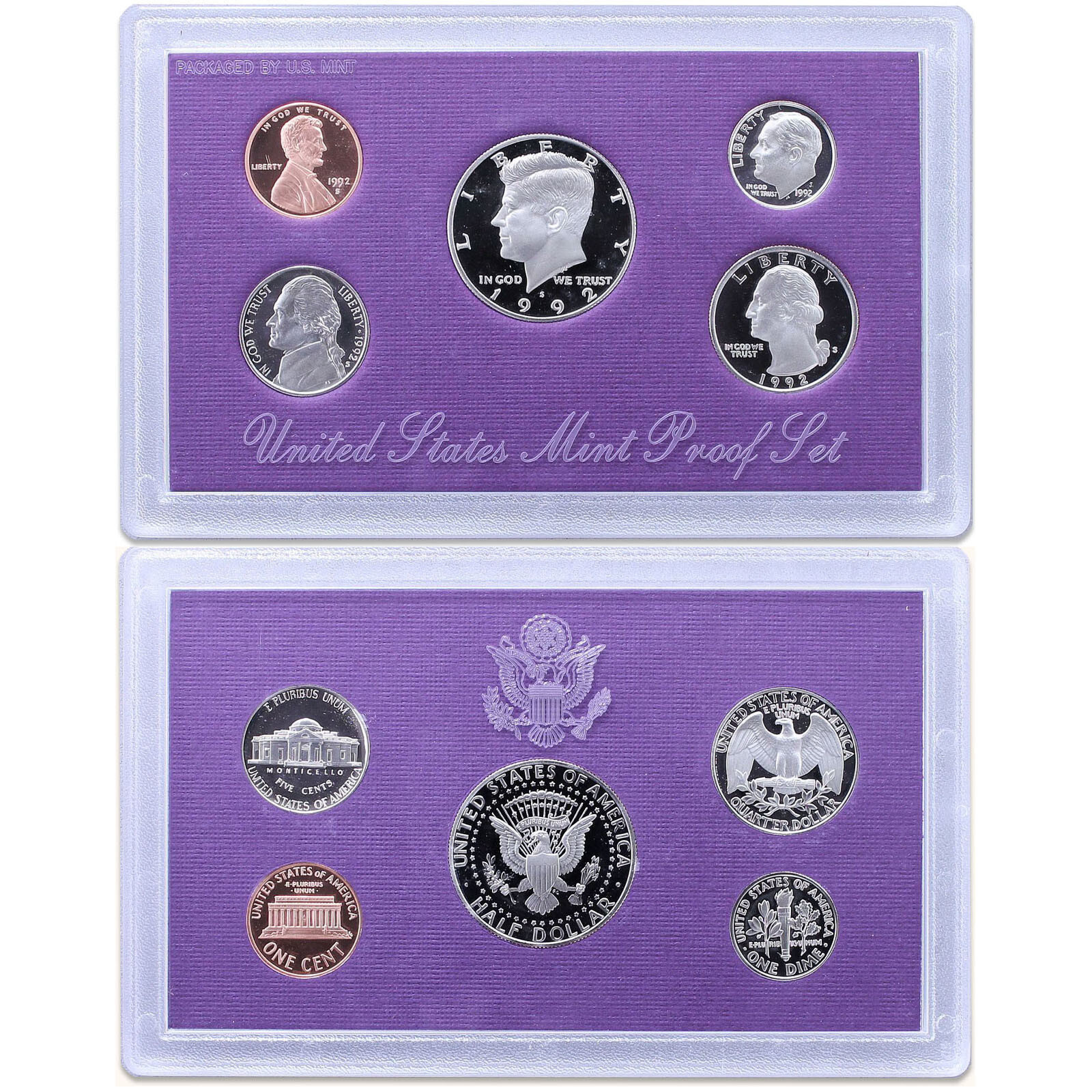 1992 S Proof Set Original Box & COA 5 Coins CN-Clad