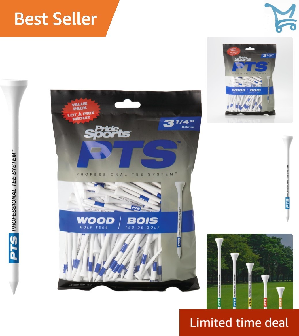 Wood Golf Tees 135 Count 3-1/4 Inch Natural Hardwood for Drivers Woods
