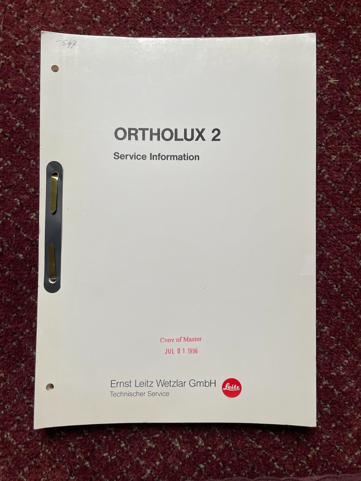 Leica Wild Leitz Wetzlar Ortholux 2 Microscope Service Information Manual