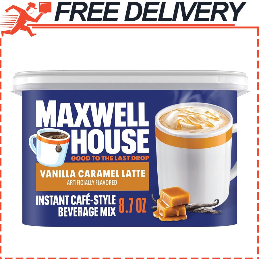Maxwell House Instant CafeStyle Beverage Mix, Vanilla Caramel Latte, 8.7 oz