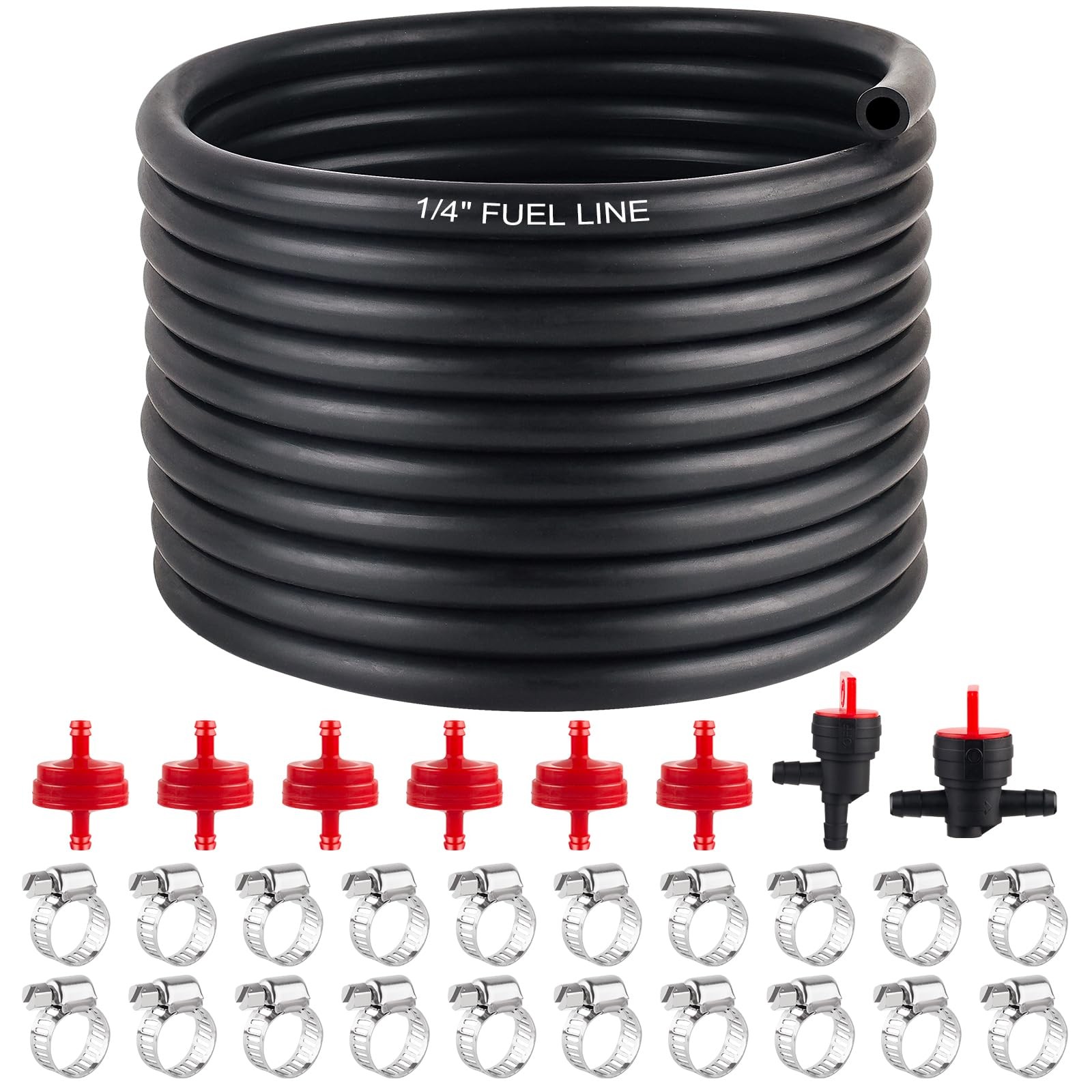 1/4 Inch ID 15 Feet Fuel Line Hose for Snow Blowers Lawn Mowers Tillers Motor...