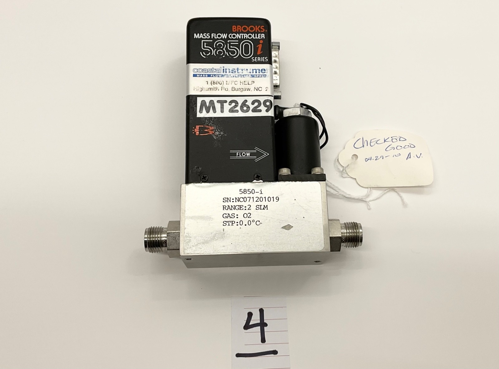 Brooks 5850i Mass Flow Controller O2 SLPM – Stainless Steel, Tested, 1/4" Ports