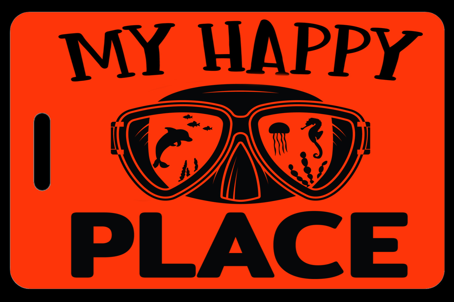 Personalized Hi-Viz Orange My Happy Place Luggage/Gear Bag Tag