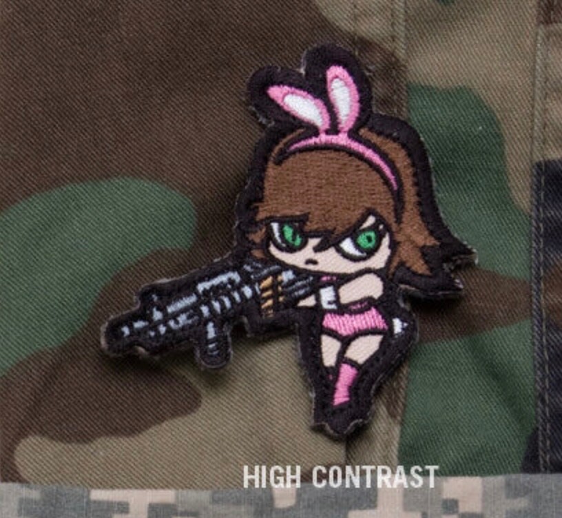 Milspec Monkey MSM Morale Patch Nylon - Gun BUNNY GIRL -GET SOME - High Contrast