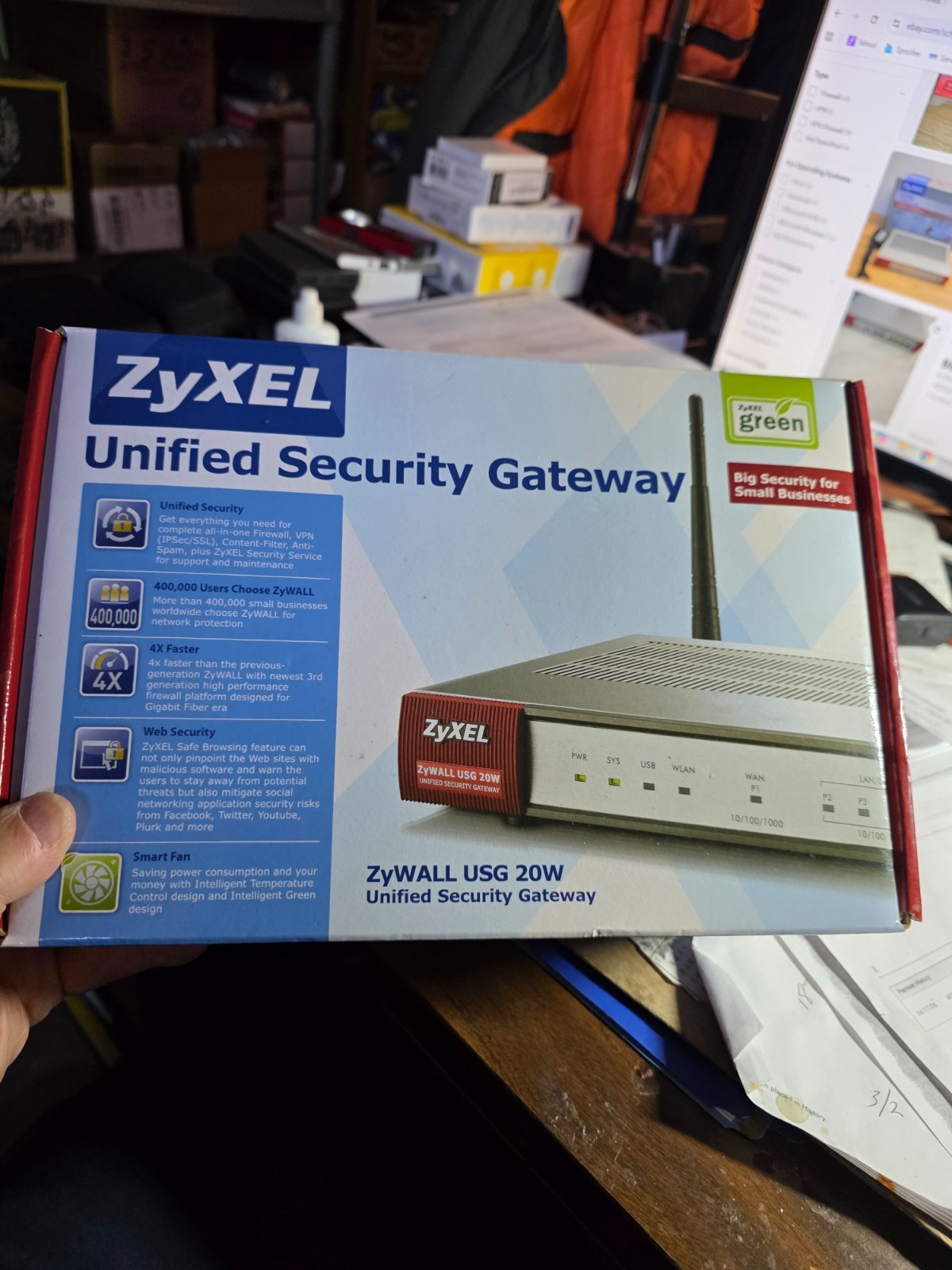 ZyXel Zywall USG 20 Unified Security Gateway VPN Firewall with Power Adapter