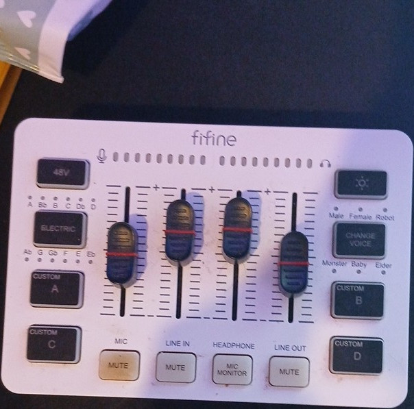 FIFINE Compact Desktop Audio Mixer Console w/ Phantom Power, Faders