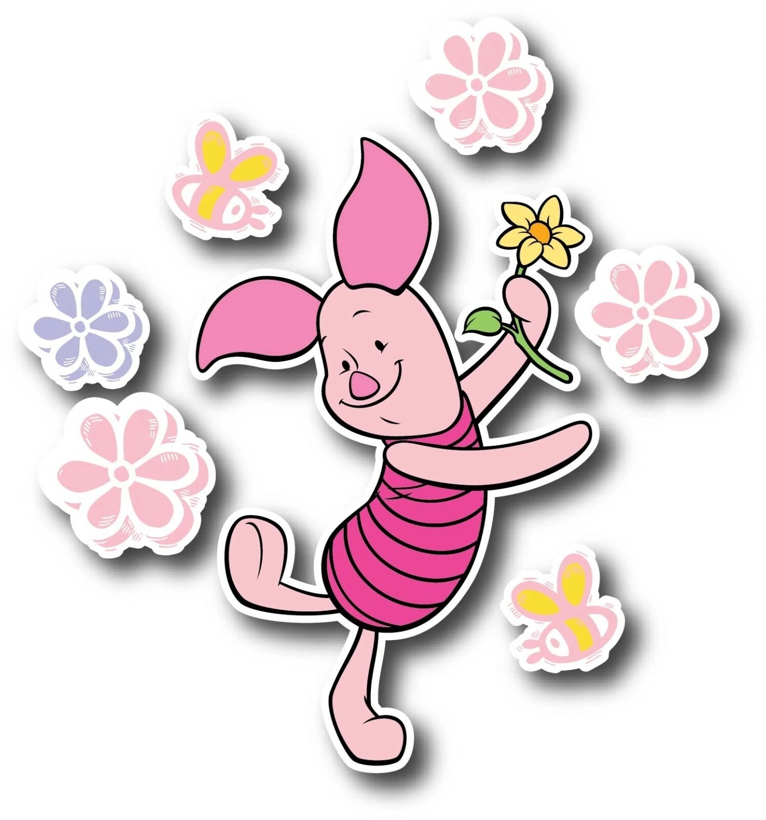 PIGLET cartoon FLOWERS Sticker Decal XV