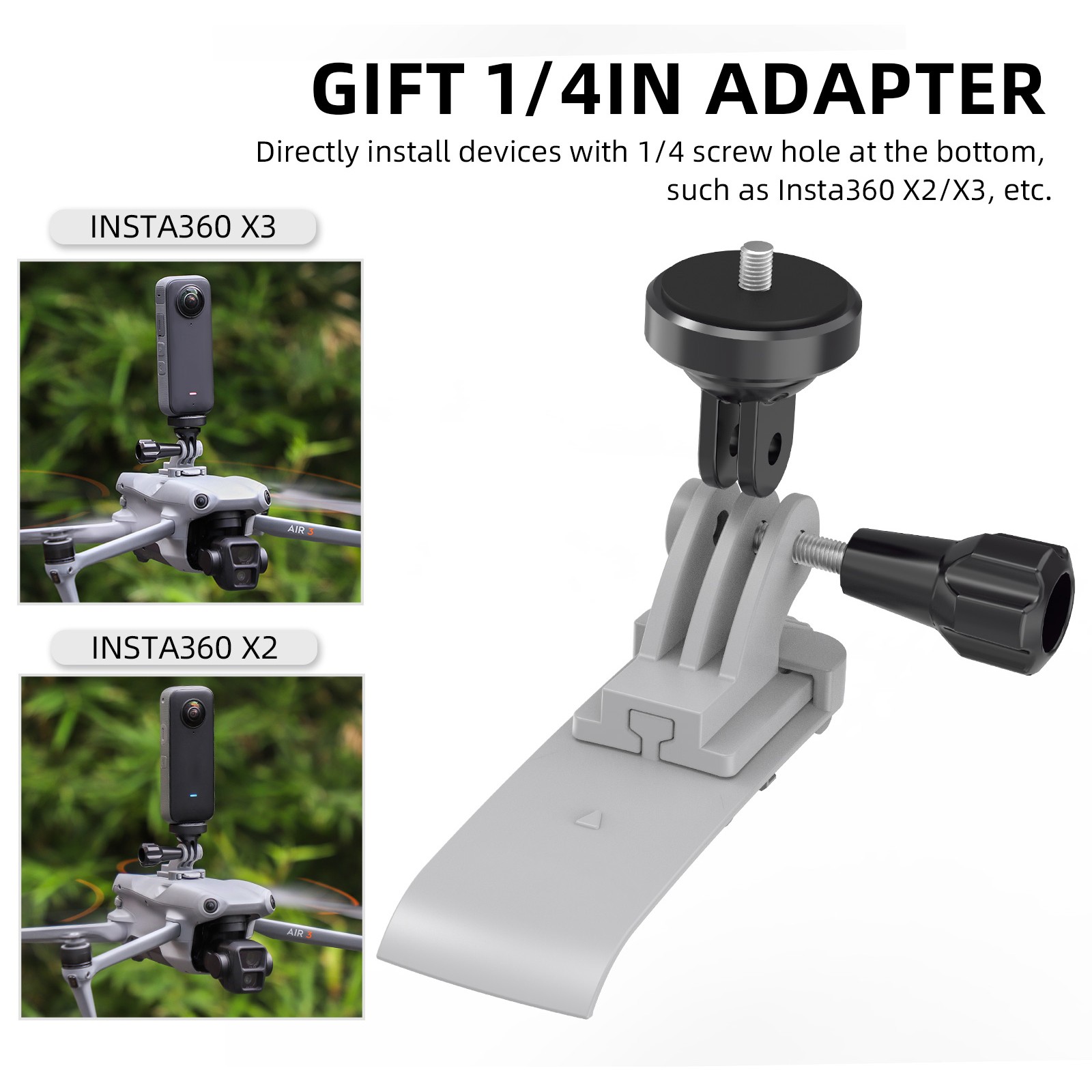 Action Camera Connector Fixed Base Adapter Mount For DJI Air 3 Drone Accessories