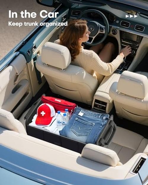 SUV Trunk Organizer - Foldable & Portable Car Organizers - Medium Black