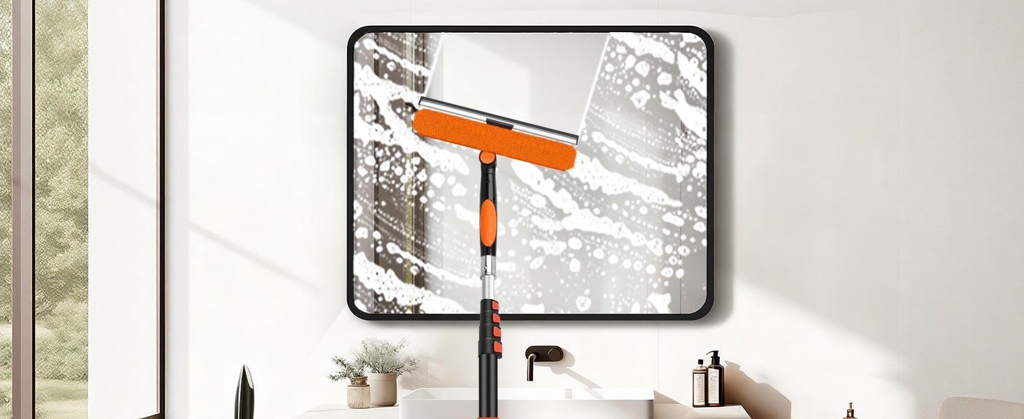26FT Telescoping Window Cleaning Kit with 14" Squeegee - 2-in-1 Professional