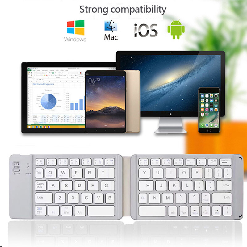 Portable Foldable Keyboard Wireless Bluetooth for PC Phone Ultra Slim Recharge