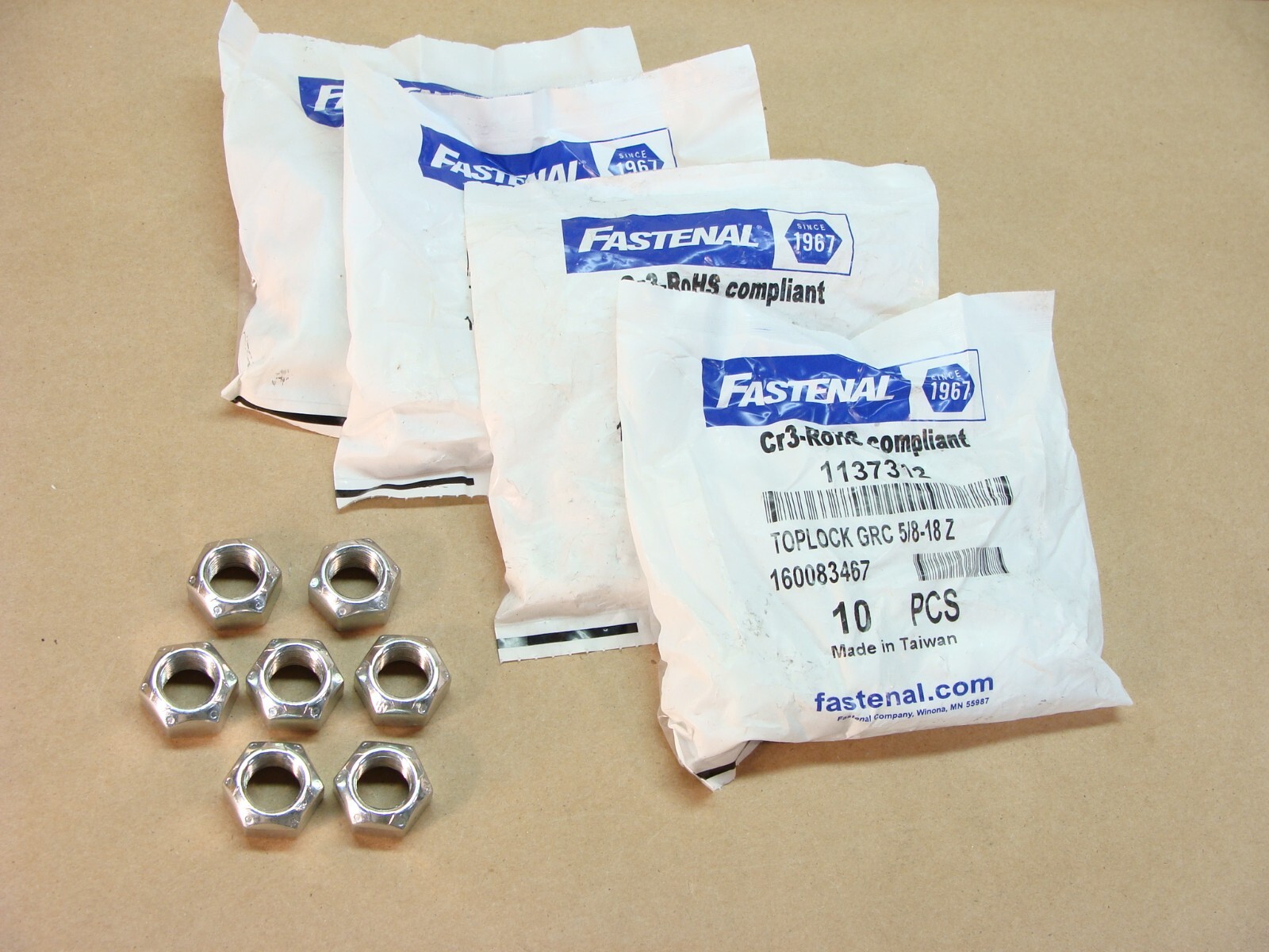 NEW lot of 47 stainless steel 5/8 - 18 hex lock nuts TOPLOCK Fastenal 1137312