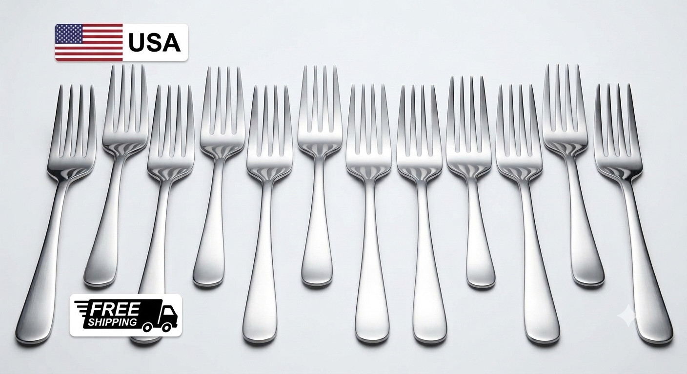 12 Pack Stainless Steel Dinner Forks – Heavy Duty, Round Edge
