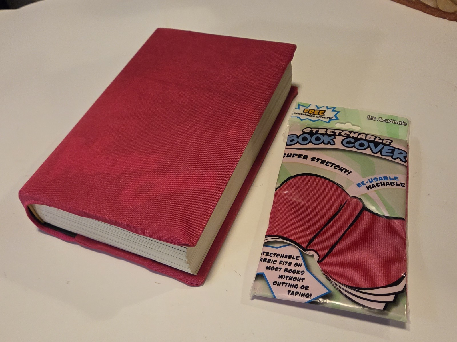 Jumbo Stretchable Bookcover, Washable/Reusable/Fabric, Fits 8 X 10"  Pink