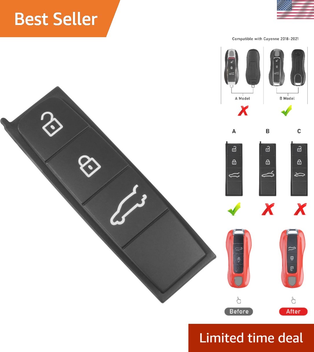 Upgrade Your Porsche Cayenne Key Fob with Our Silicone Button Cover 2018-2021