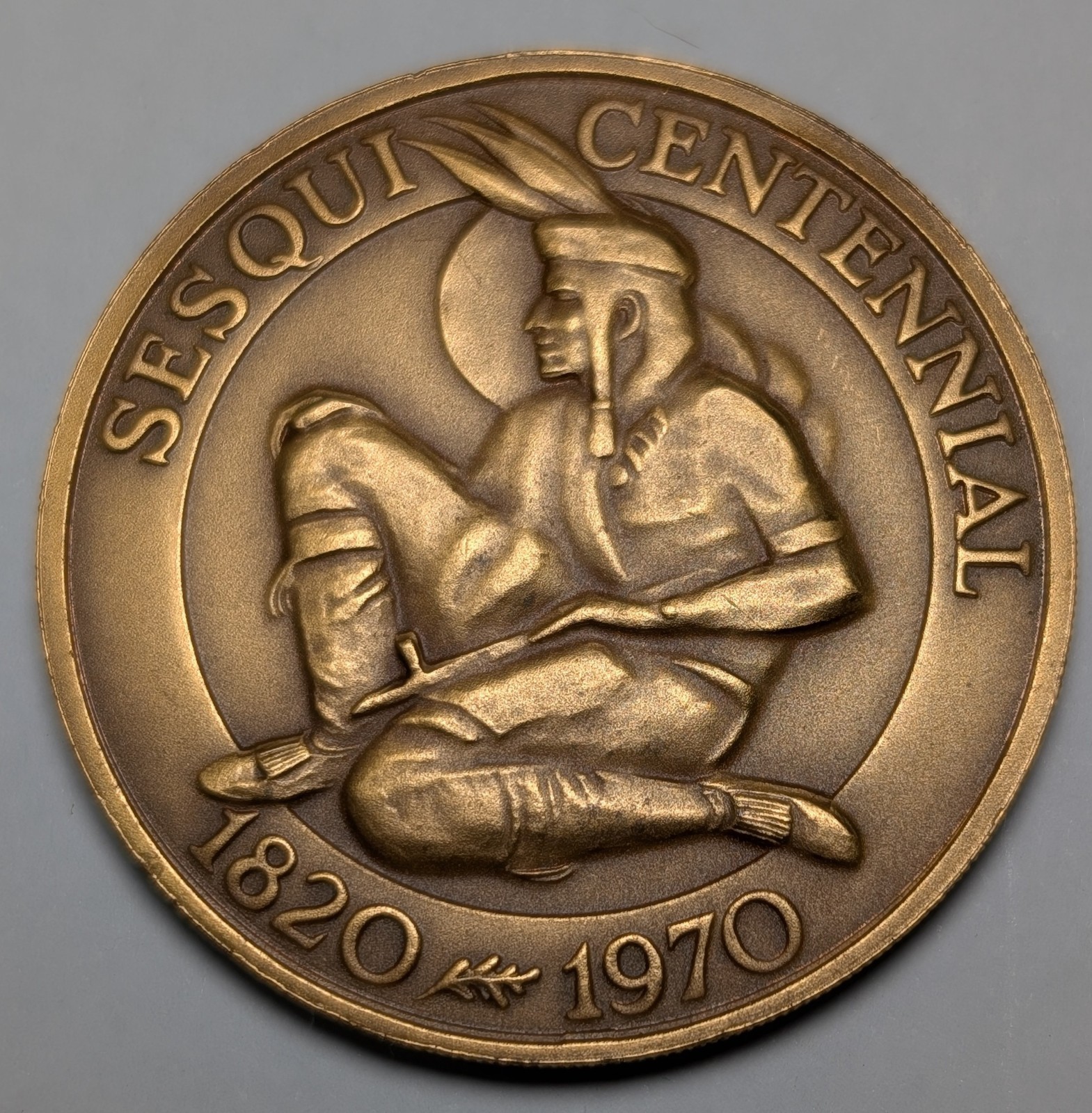 SESQUICENTENNIAL 1820-1970COUNTY OF OAKLAND MICHIGAN AMERICAN INDIAN TOKEN 1970