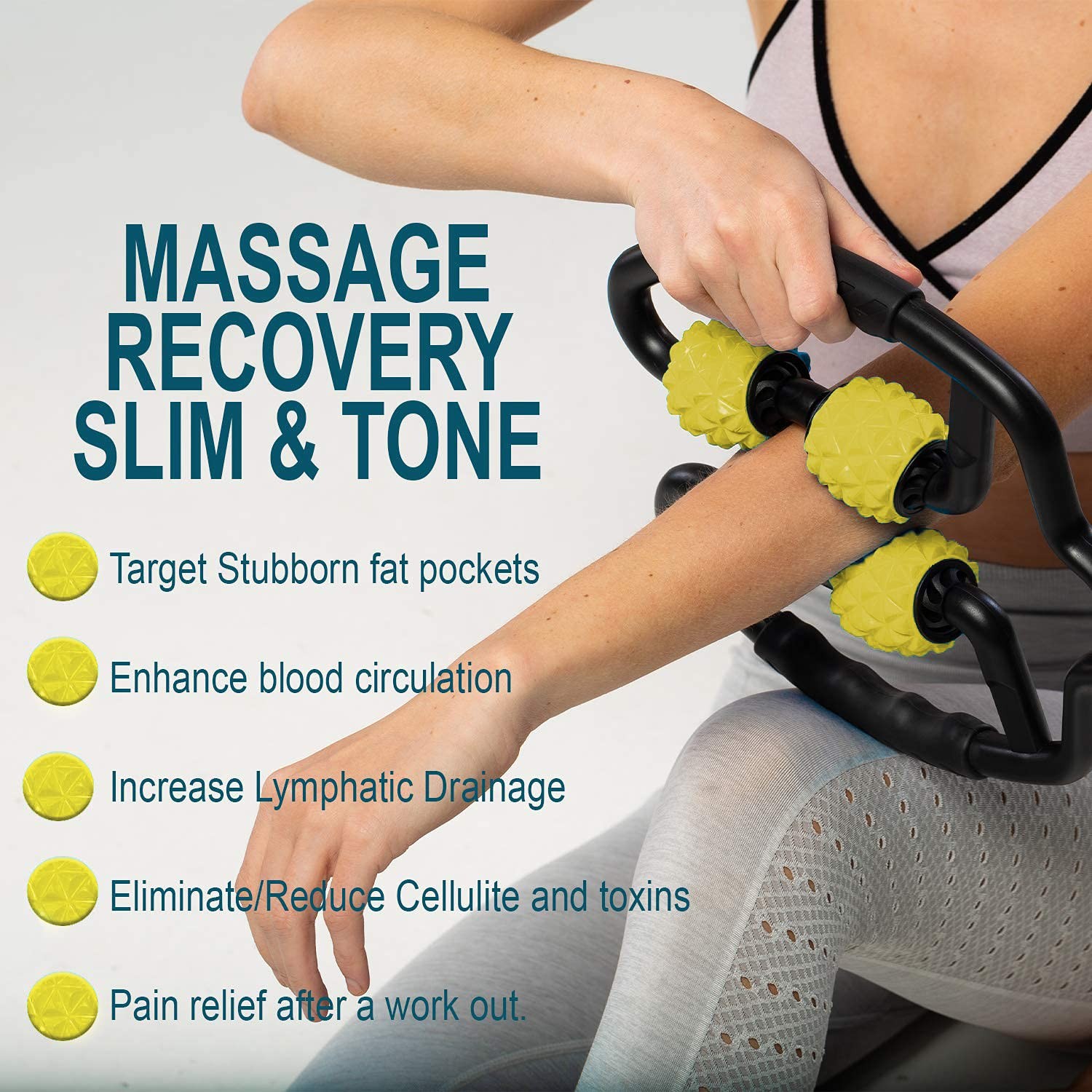 Muscle Roller for Muscles Deep Tissue/w Drawstring Gym Bag | Cellulite Remove...