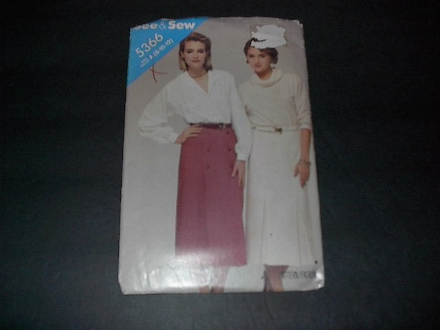 See & Sew Pattern 5366 Misses' Straight Skirt w/Side Zipper in Two Styles  8~12