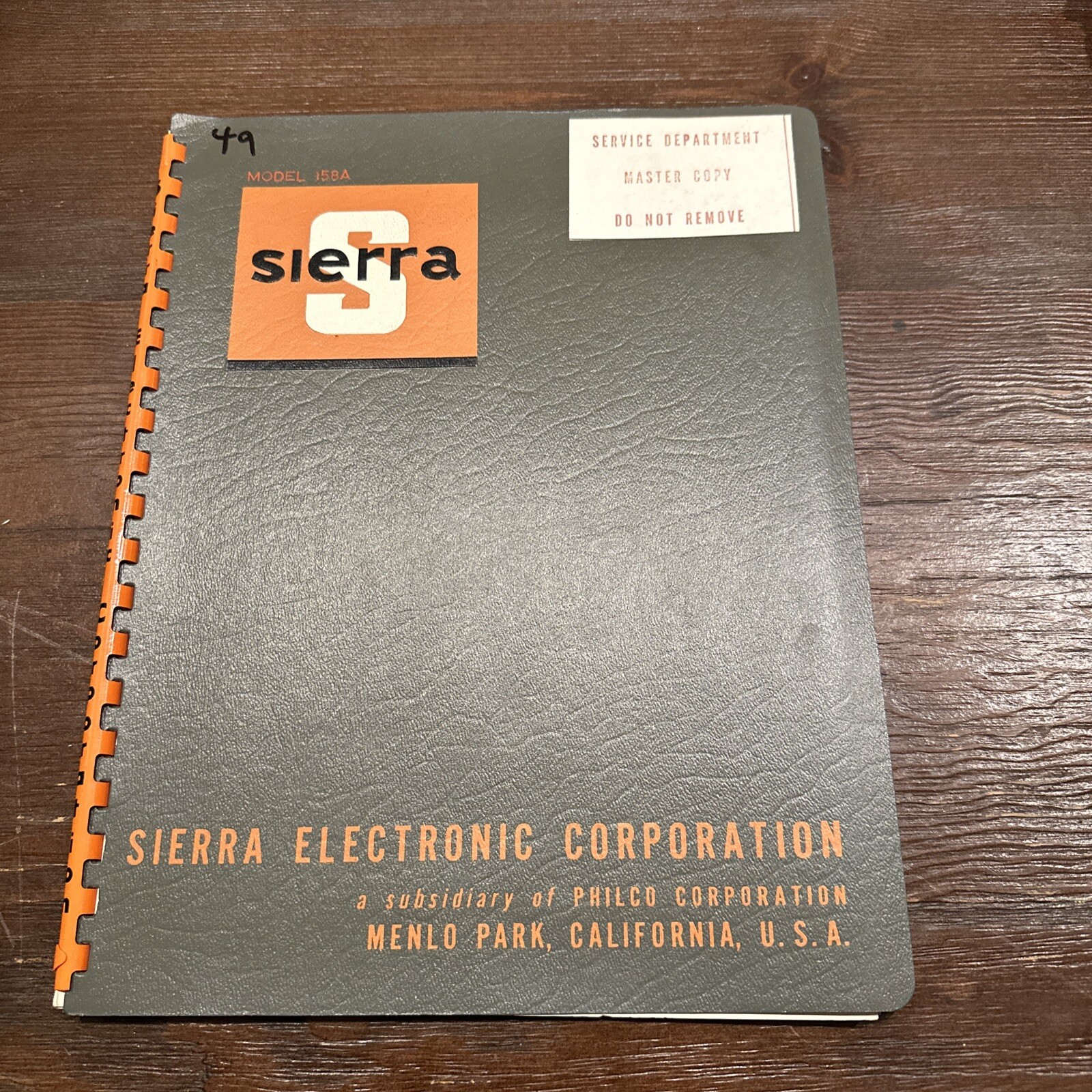 Sierra Electronic Model 158A H. F. Wave Analyzer Instruction Manual