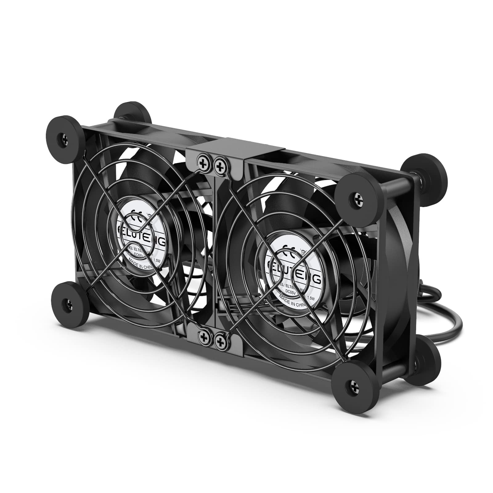 KEYNICE Dual USB Cooling Fan 8cm 2750RPM 3-Speed Quiet PC Router Cooler