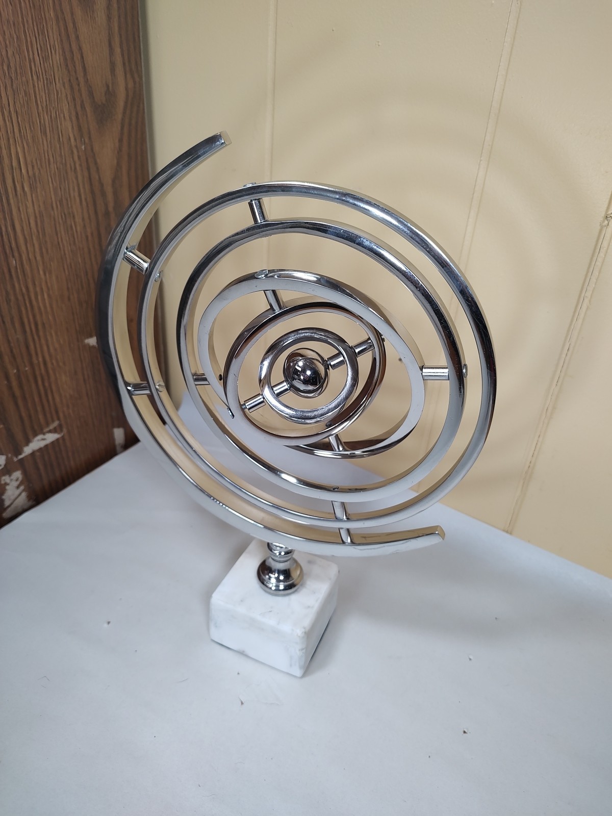 Zimlay Traditional Aluminum Armillary Sphere With Ceramic Base
