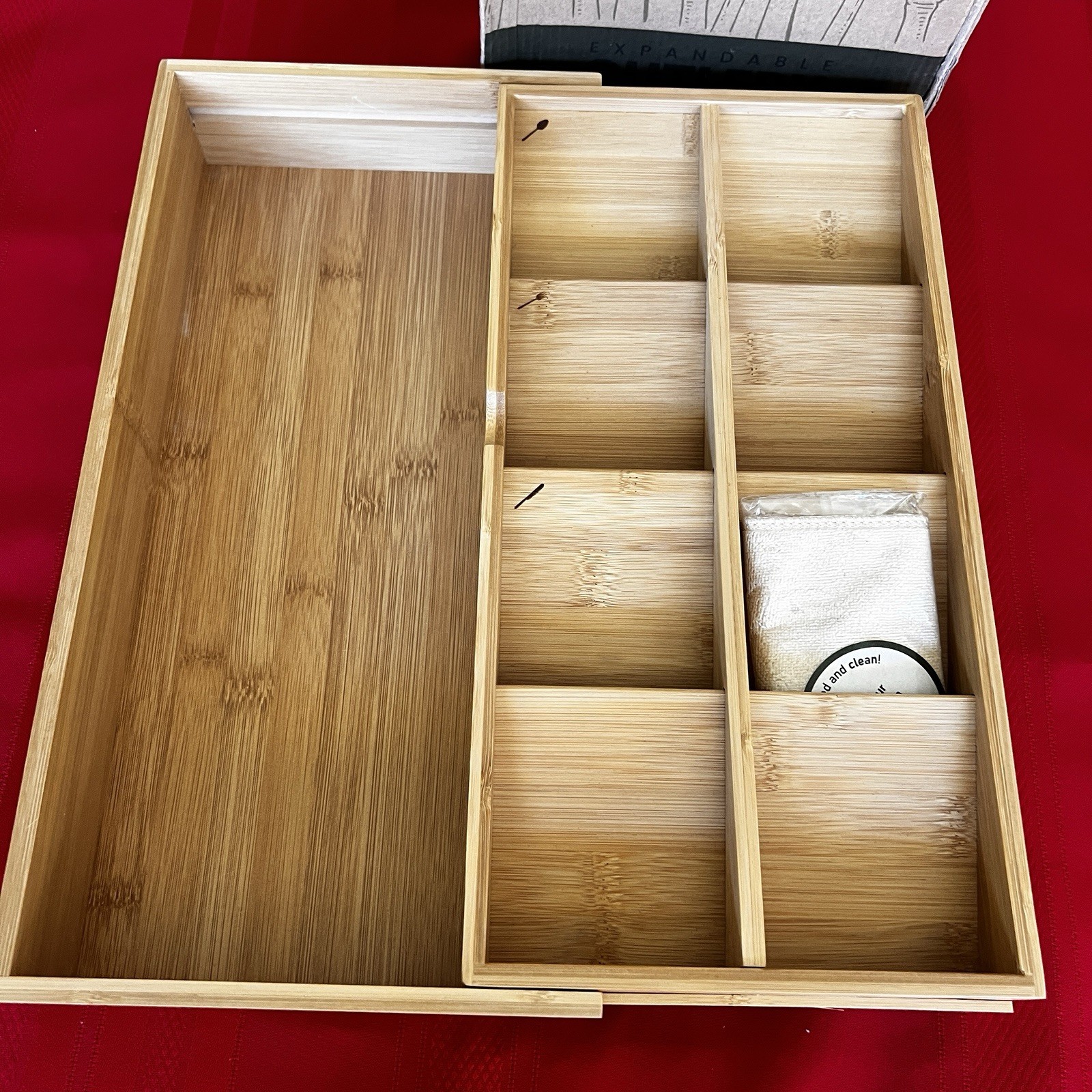 Spirack Bamboo Silverware Organizer Kitchen Drawer 8 + Slots, Natural Adjustable