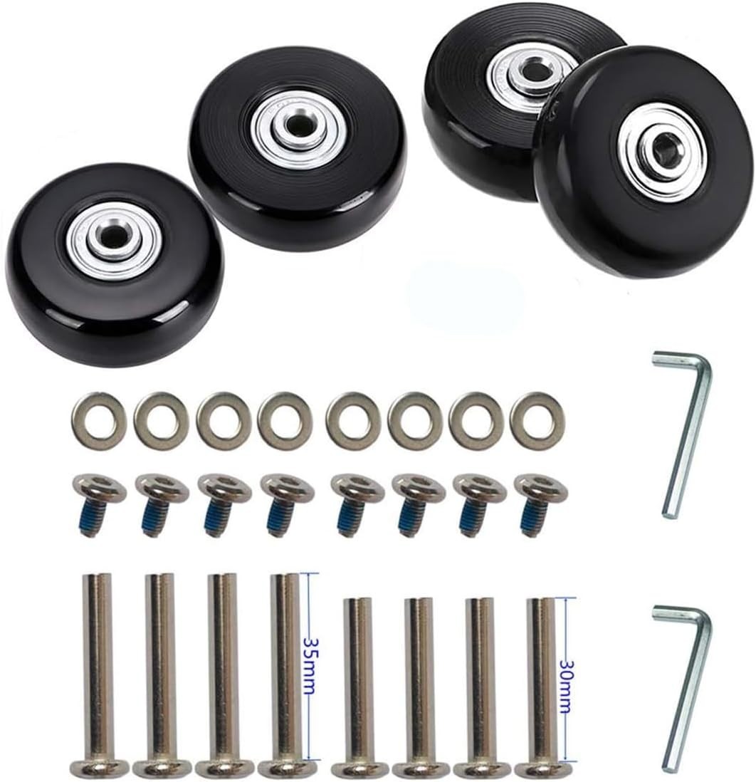 50 X 18Mm Set of 4 Luggage Suitcase Replacement Wheels, Rubber Swivel Caster Whe